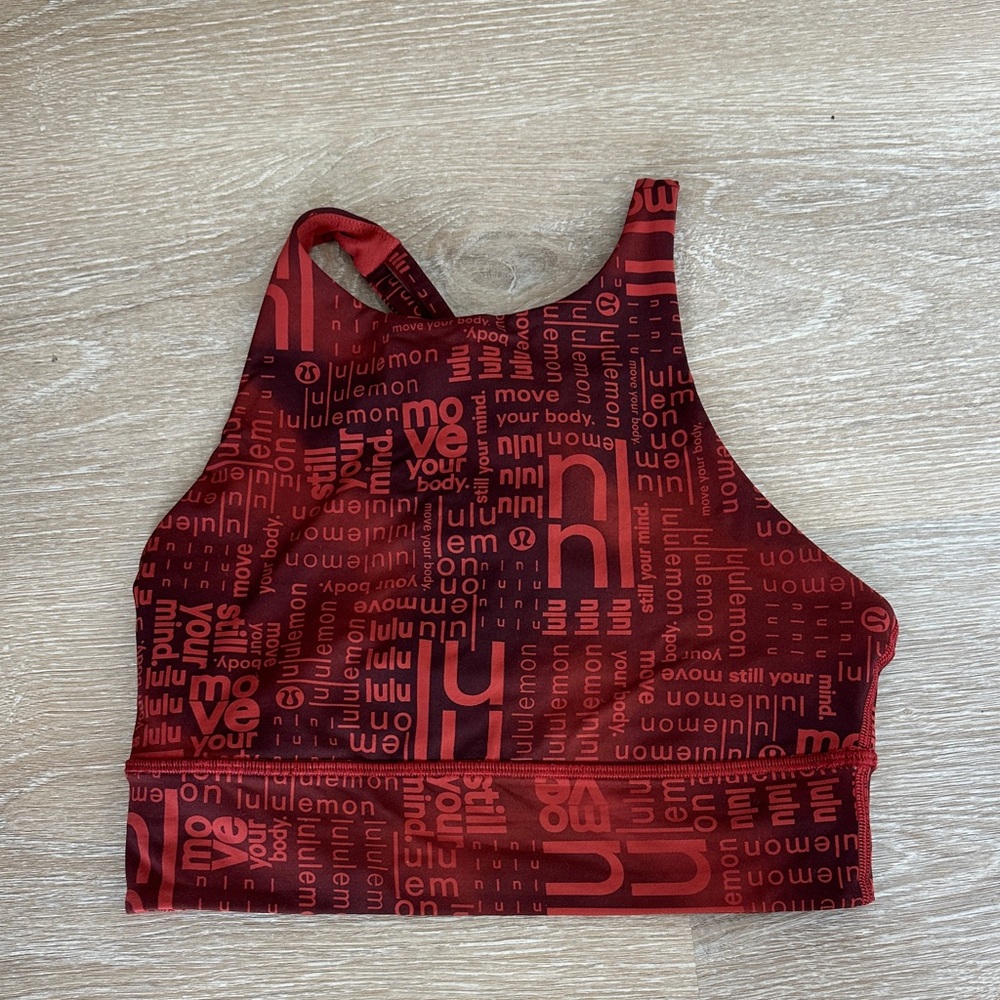 Lululemon Energy High Neck Longline Sports Bra 6 Ombre Red